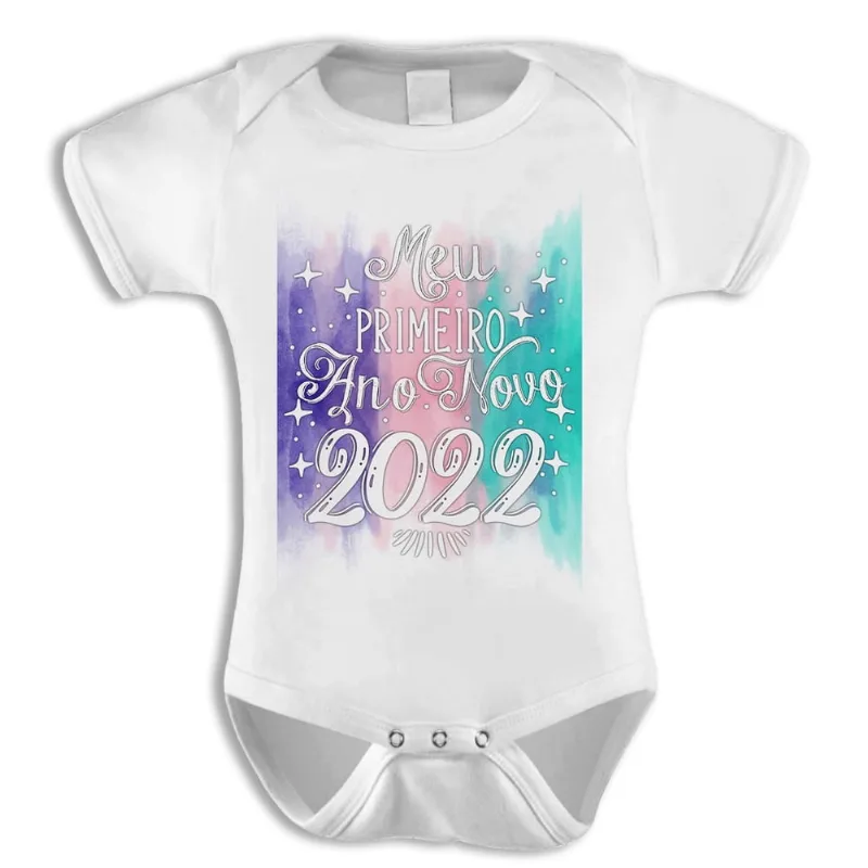 Body Bebê Réveillon Arco iris primeiro ano réveillon