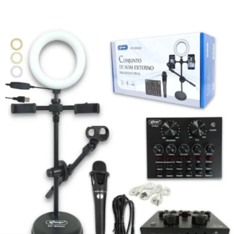 Kit Conjunto Som Externo Multifuncional Ring Light