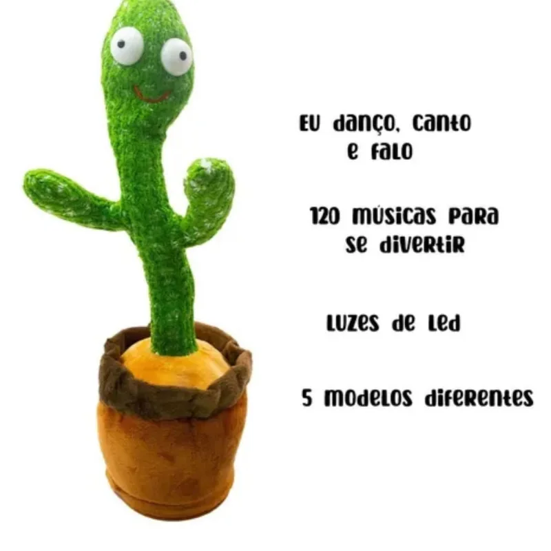 Cacto Dançante Repete Imita Fala Canta Brinquedo Pelúcia