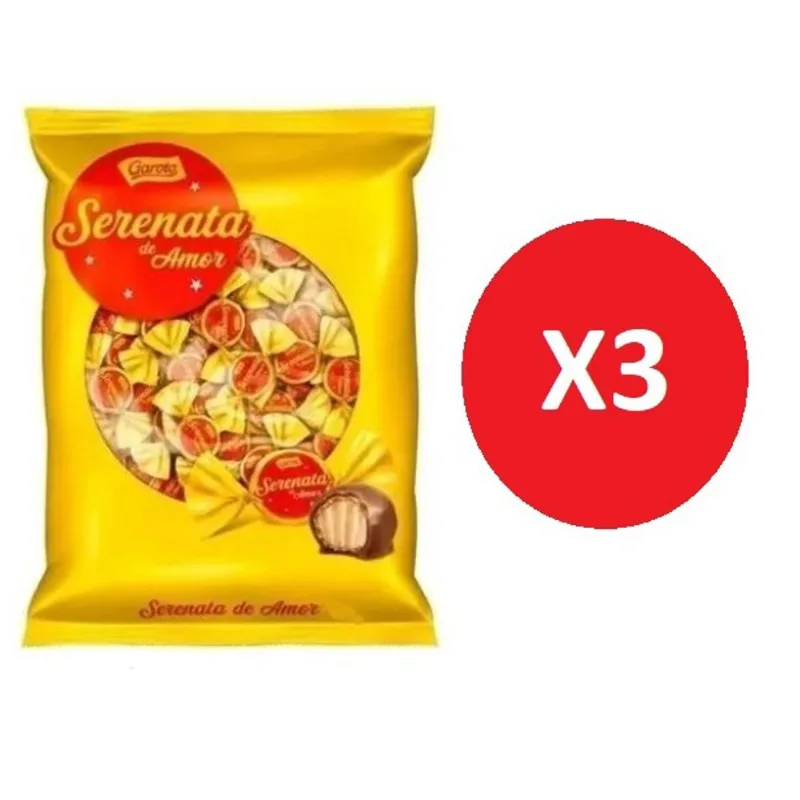 3 Sacos de Bombom Chocolate Serenata De Amor 825g - Garoto