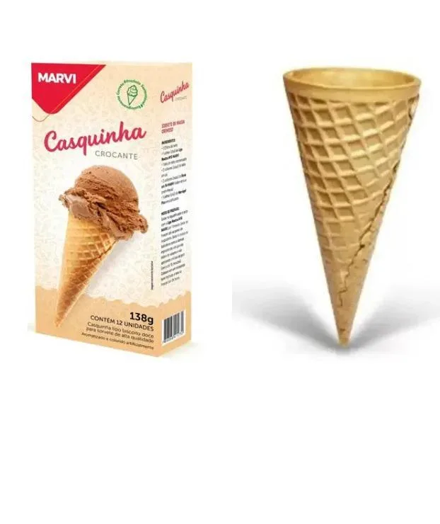 Kit 10 Caixa Casquinha Sorvete Crocante Biscoito Doce 138g - Não Informado - Mercearia