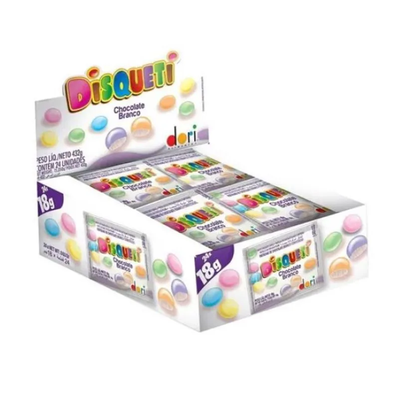 Chocolate Branco Confeito Disqueti 24 Un De 18g - Dori