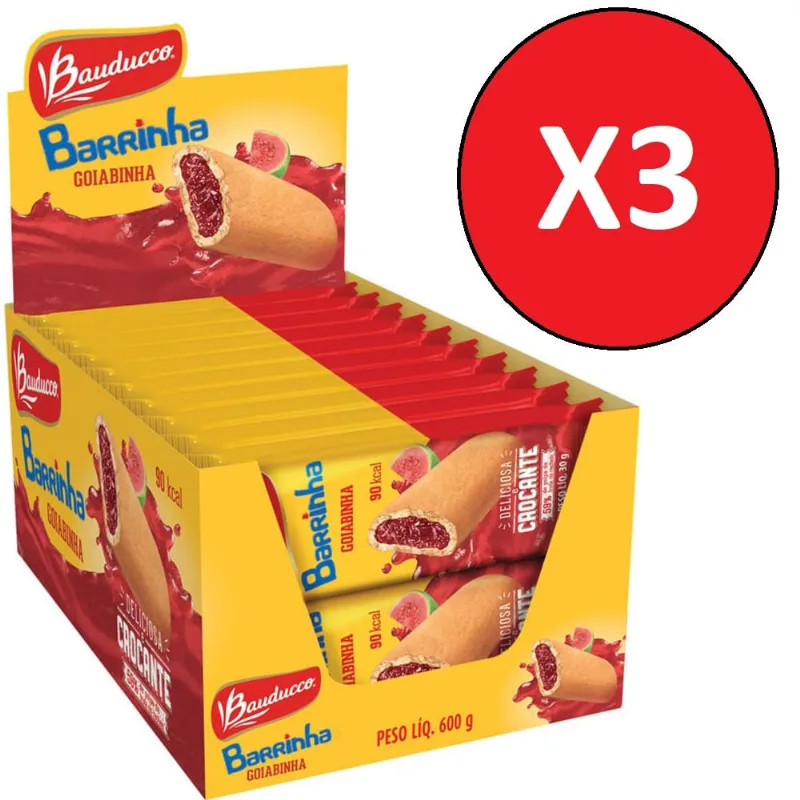 Kit 3 cxs Barrinha Goiabinha Bauducco Display C/20X30G = 60un
