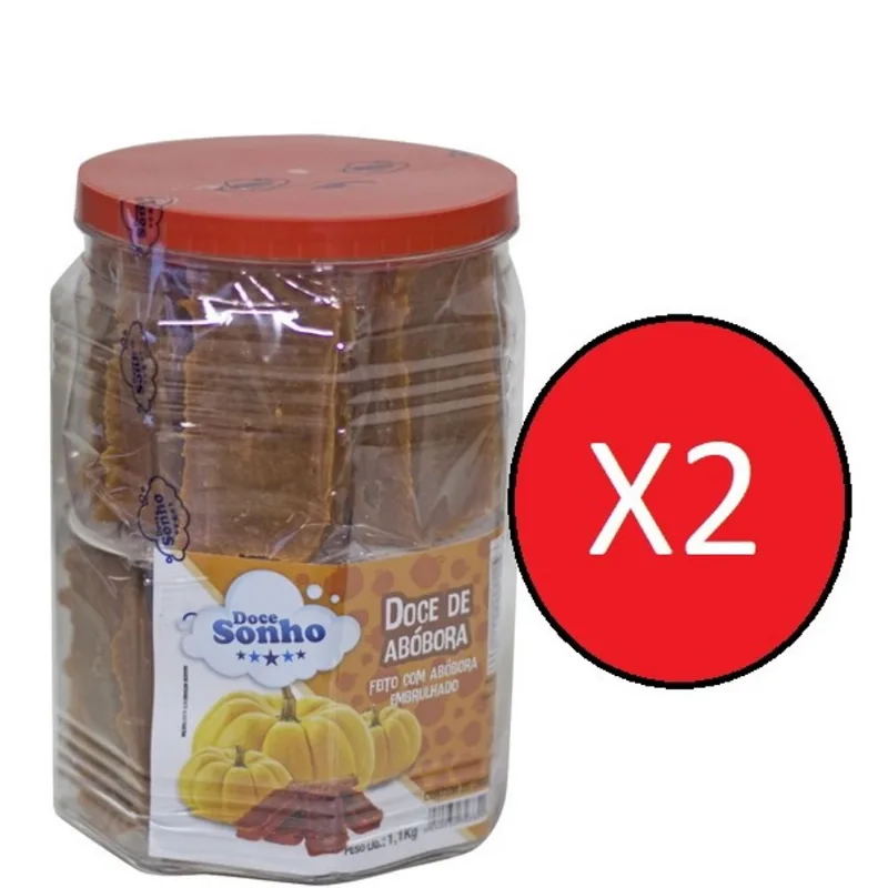 2 Potes de Doce de Abóbora Doce Sonho Pote 1,1kg c/ 20un
