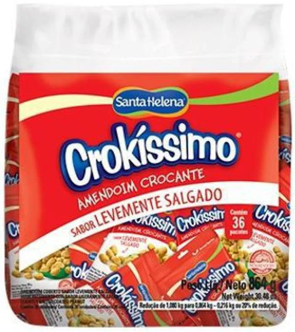 Amendoim Crokissimo S/ Pele Santa Helena 36x24g - 864g - Não Informado - Mercearia