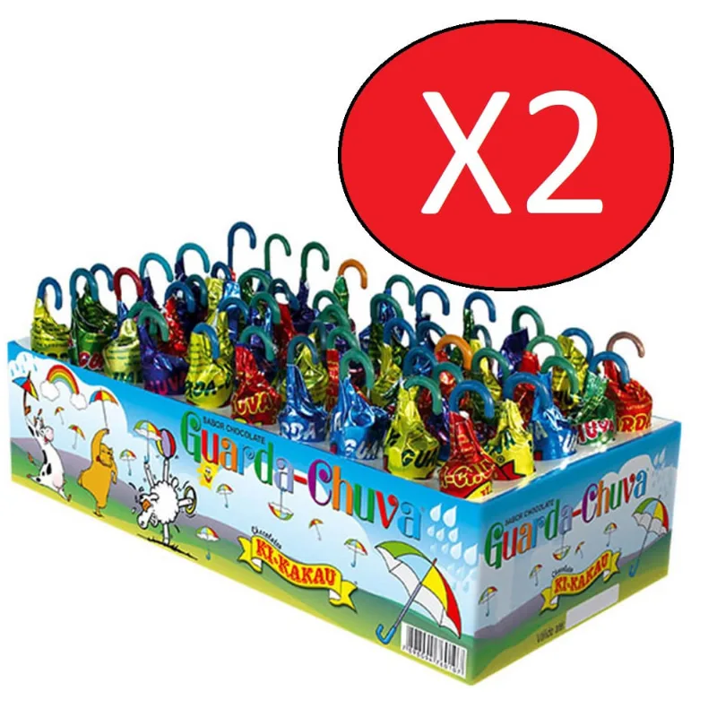 Kit 2 Displays Chocolate Guarda Chuva Ki-kakau - 50 Unidades = 100un