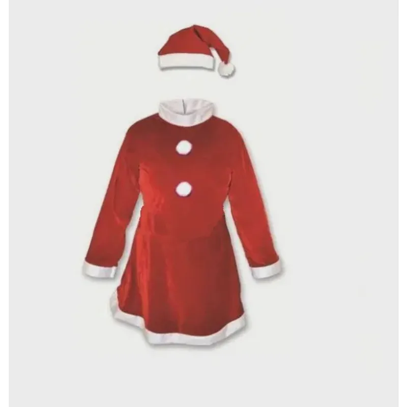 Fantasia De Mamãe Noel Roupa De Natal Gorro + oculos