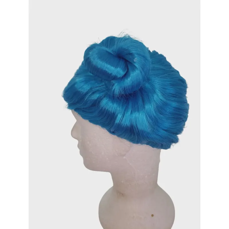 Peruca infantil cabelo azul com coques estilo bonequinha