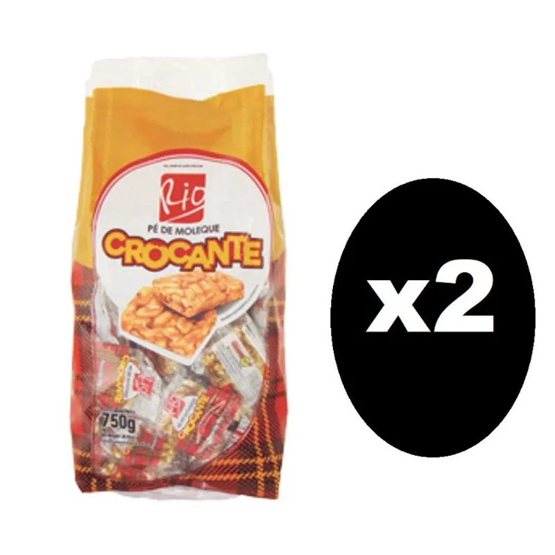 Kit 2 pacotes de Doce Pé De Moleque Crocante Rio 750 gramas