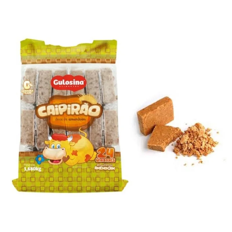 1 Pacote Doce De Amendoim Caipirão Gusolina c/ 24un -1,680kg