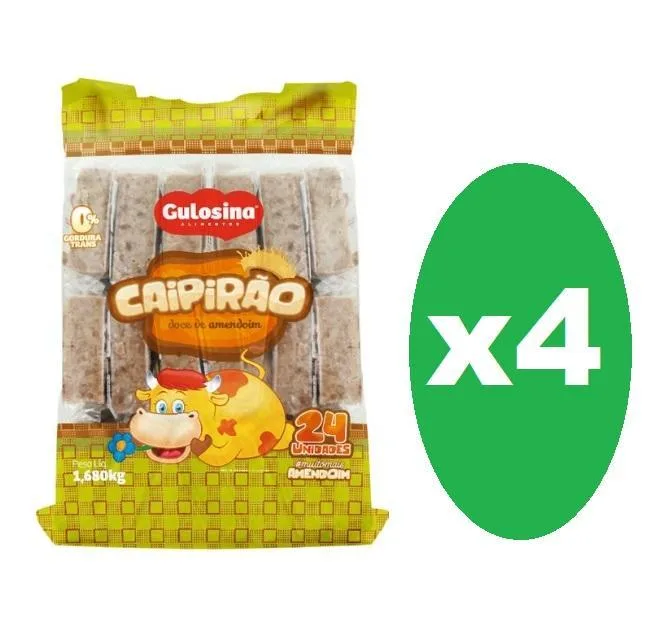 Kit 4 Pacotes Doce De Amendoim Caipirão C/24un -1,680kg - Não Informado - Mercearia