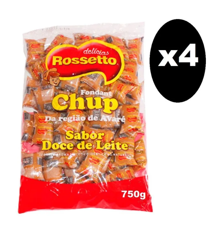 4 Pacotes Fondant Chup Doce De Leite Rossetto 750g - Não Informado - Mercearia