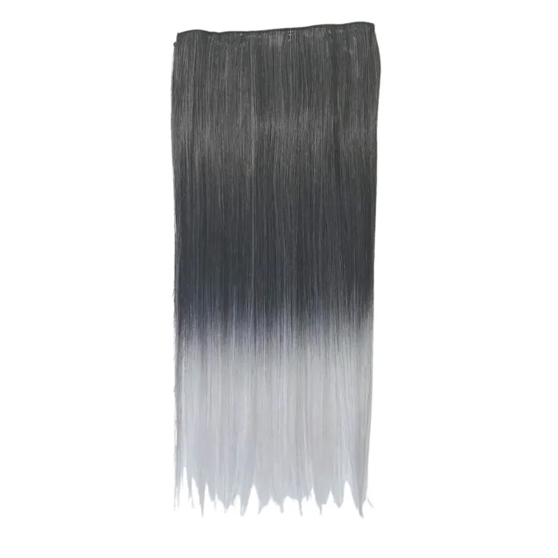Aplique Tic Tac Preto Com Ombre Hair Platinado 60Cm Orgânico
