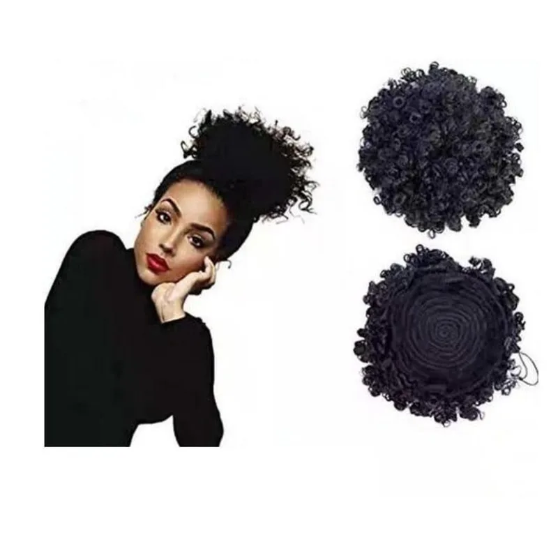Coque Aplique Afro Puff Cacheado Orgânico Cor Preto