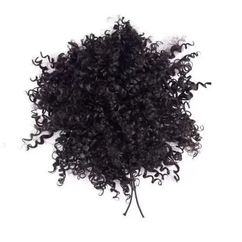 Coque Cacheado Orgânico Aplique Afro Puff Cor Preto