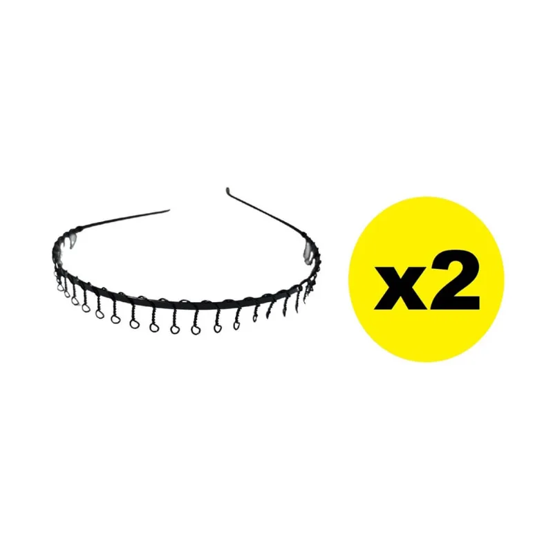 Kit 2 Tiaras de Ferro Arco Metal Preto 14cm Acessório