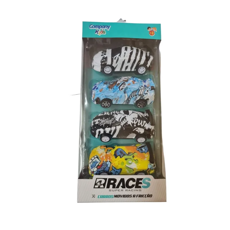 Brinquedo Infantil Carros Races à Fricção Sortido 4 peças