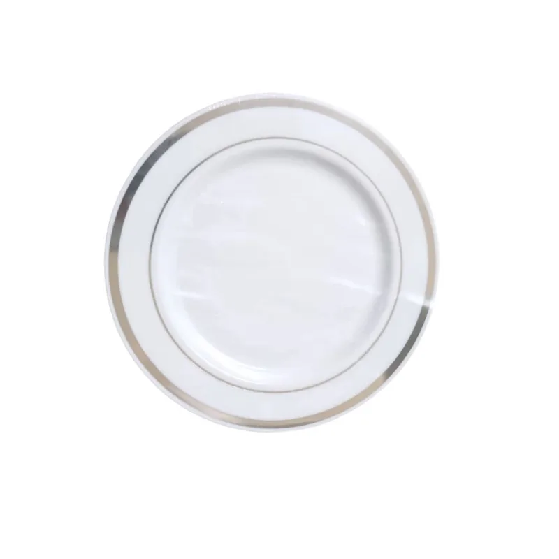 Kit Prato Descartável Luxo Prata Sobremesa 18cm-5un