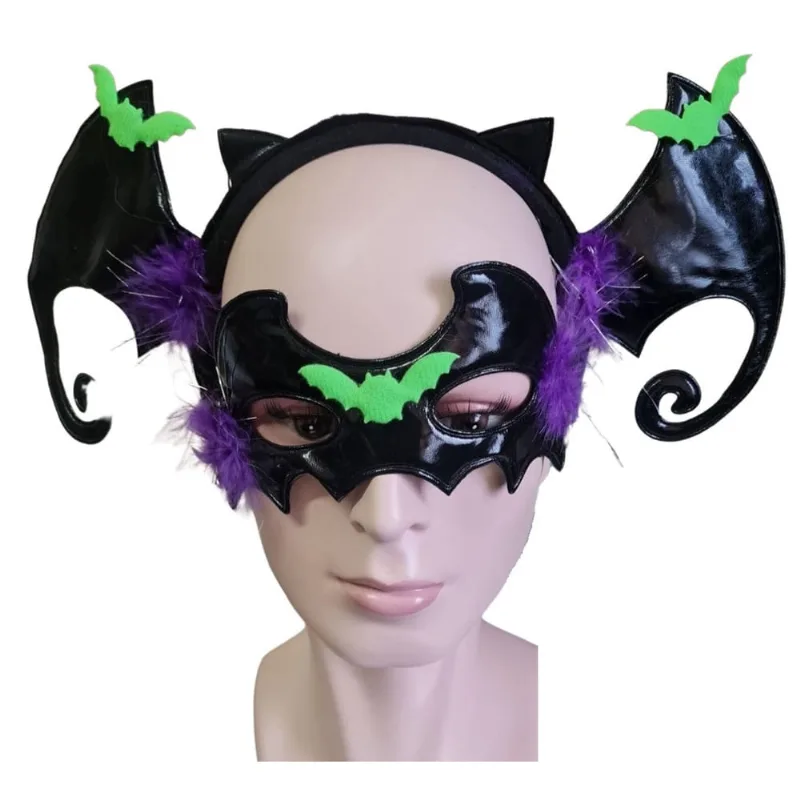 Fantasia de Arco Tiara com Máscara de Morceguinha Halloween