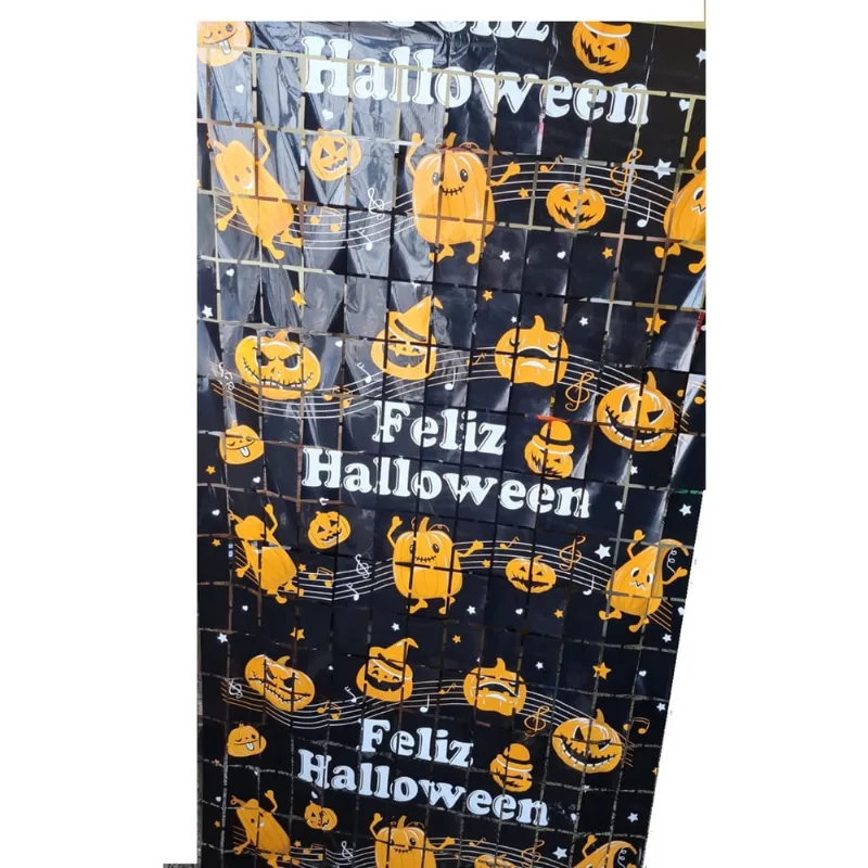 2 peças de cortina estampada de abóbora de Halloween 2Metros
