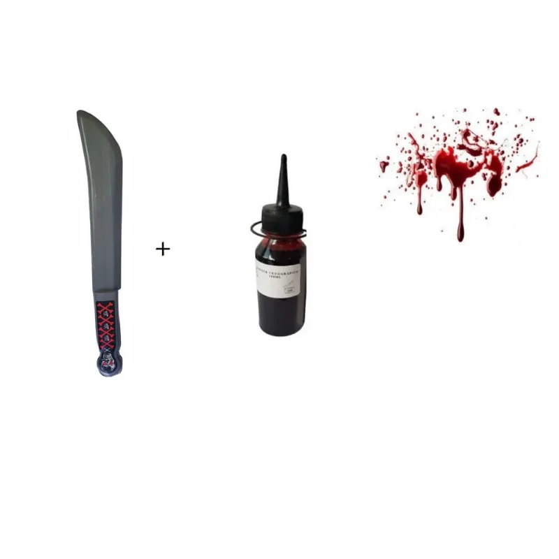 Fantasia Facão grande Haloween + Sangue falso 100ml realista