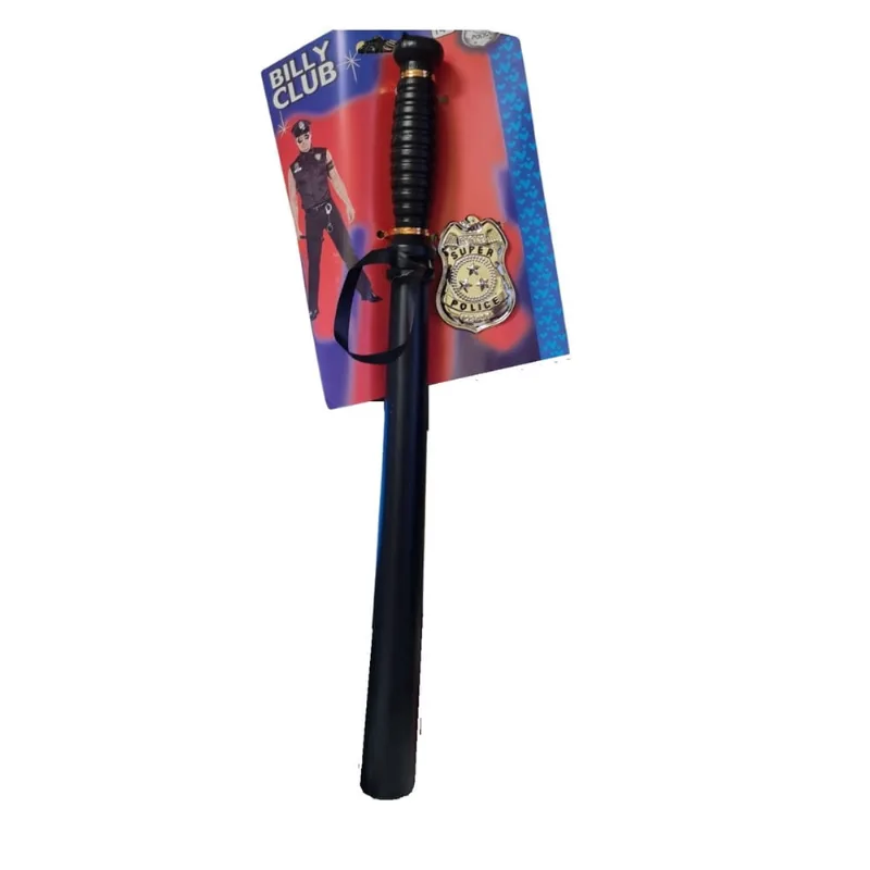 Acessório de Fantasia Cassetete Policial + Distintivo Metal