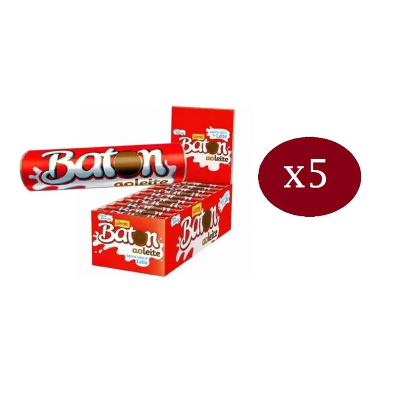 Caixa De Chocolate Baton Ao Leite c/ 150 Unidades Garoto