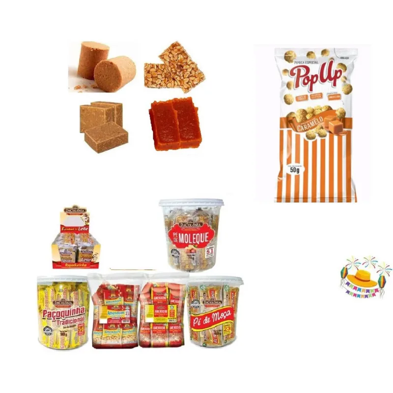 Kit Doces Juninos embalados São João com pipoca doce Pacote