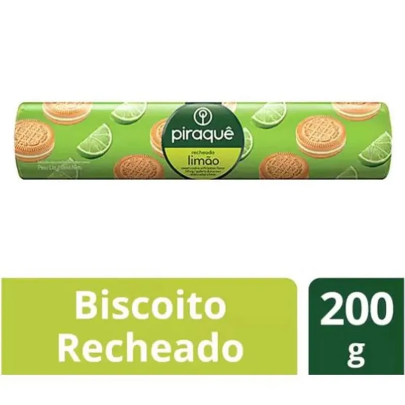 Bolacha Biscoito Piraquê Recheado sabor limão 160g- 60un