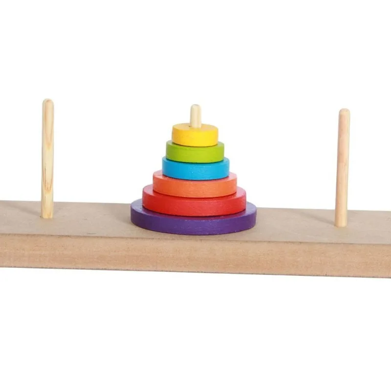 Torre De Hanói Em Madeira Educativo Colorido Promoção