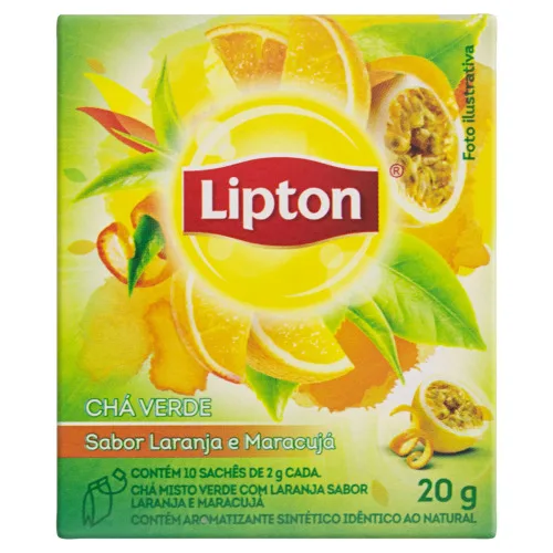 Chá Verde Laranja E Maracujá Lipton Caixa 20g 10 Unidades - LIPTON