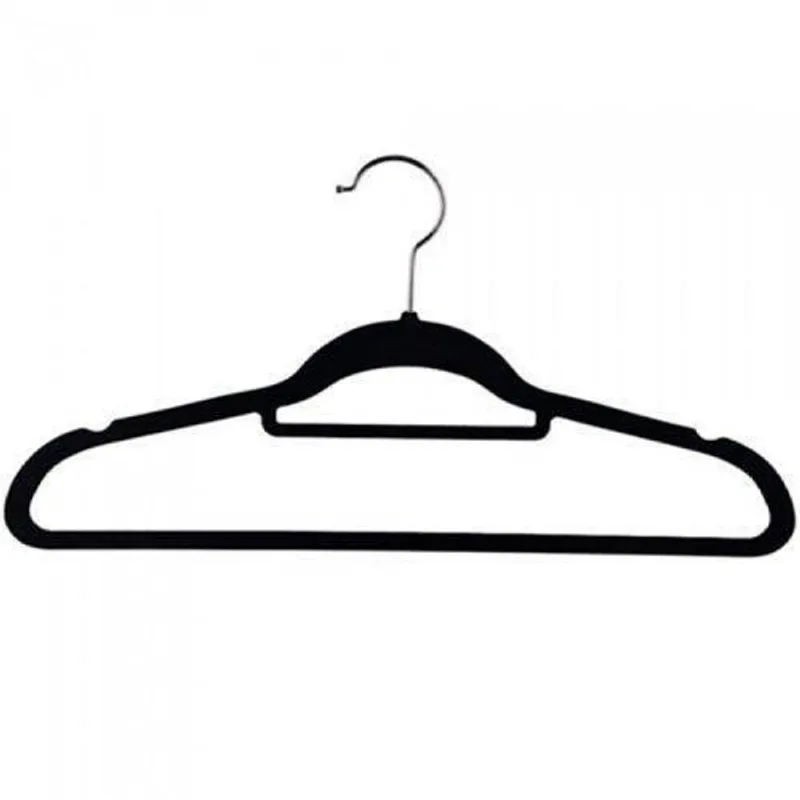 Cabide De Veludo Slim Preto Kit 90 Unidades