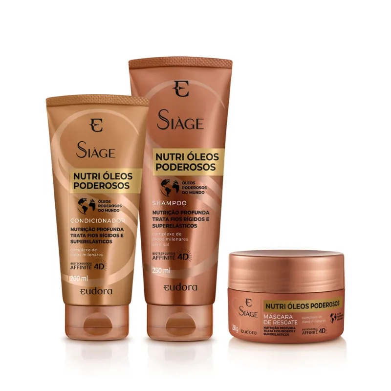 Kit Siàge Nutri Óleos Poderosos Shampoo + Condicionador + Máscara Capilar