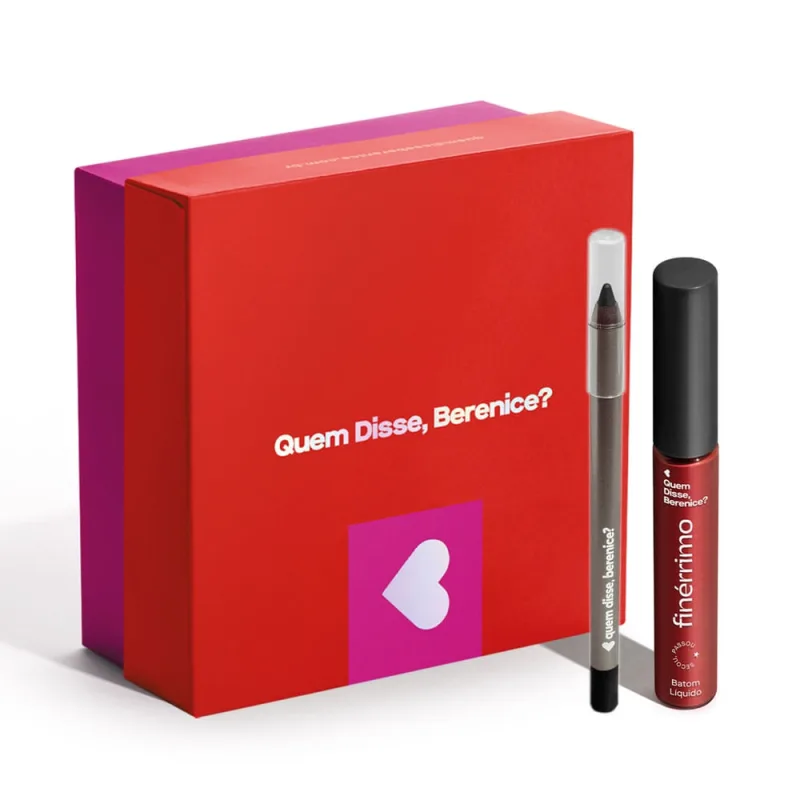 Combo Batom Líquido Vermelho Tô com Tudo 5ml + Lápis Olhos Pretuco 1,2g + Caixa de Presente P - Quem disse, Berenice? - Beleza E Perfumaria