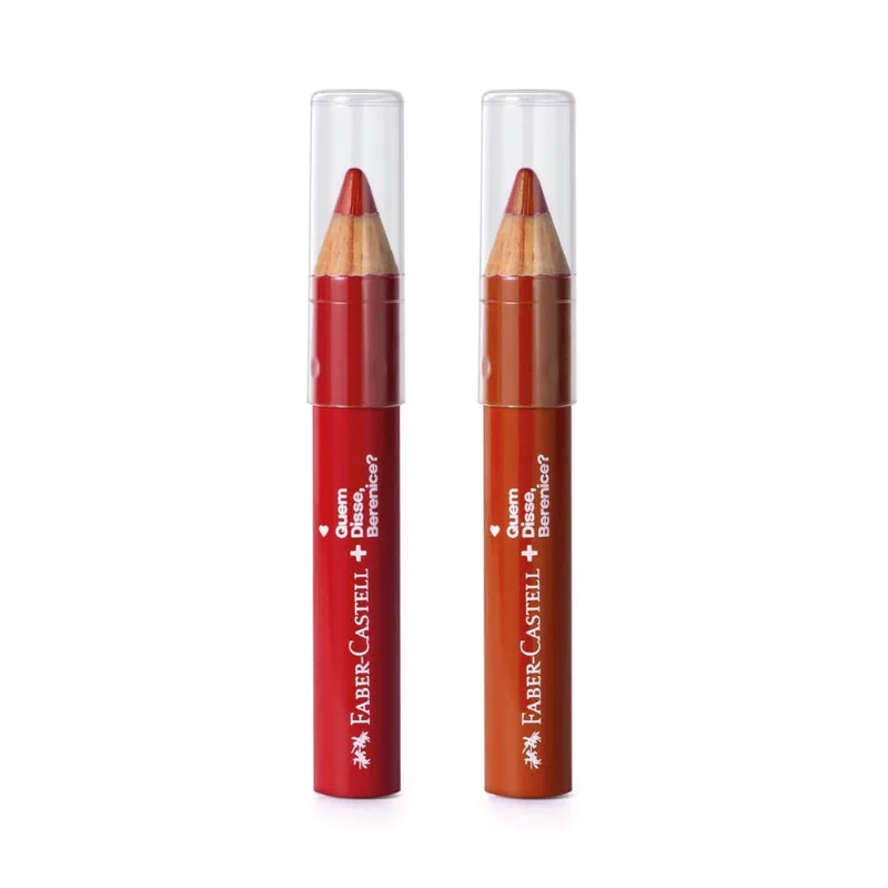 Combo qdb E Faber-Castell Lápis Jumbo 3 Em 1: Damasco 1,2g + Vermelho 1,2g
