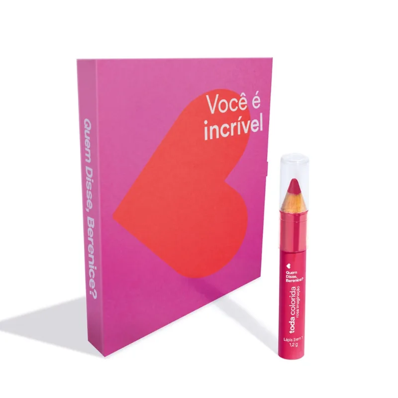 Combo Presente Dia das Mães: Lápis Multifuncional 3 Em 1 Rosa Imaginação Toda Colorida 1,2g + Cartão Presenteável
