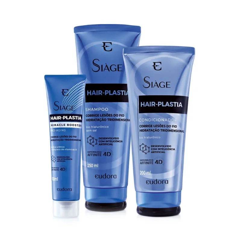 Combo Siàge Hair-Plastia: Shampoo 250ml + Condicionador 200ml + Booster Pro-aging 100ml - Não Disponível - Cabelos
