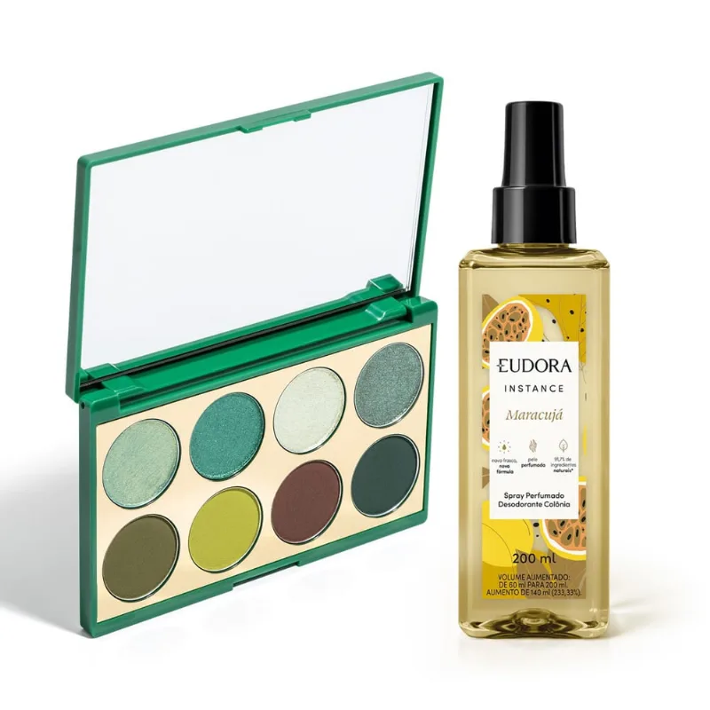 Combo Paleta de Sombra Niina Secrets 5,6g + Spray Perfumado Instance Maracujá 200ml