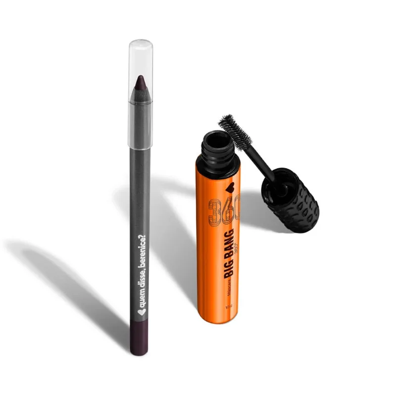 Combo Lápis Roxo Para Olhos 1,2g + Máscara Para Cílios Big Bang 360º 10g
