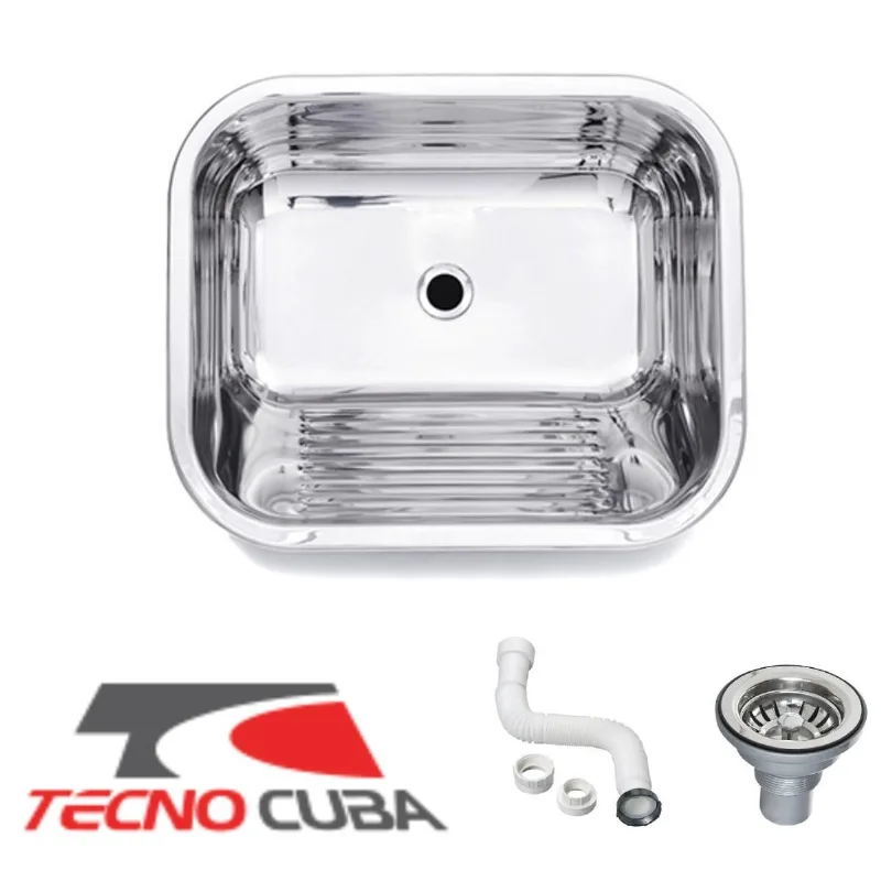 Tanque 50x40 Inox Tecnocuba + Sifão Lavanderia
