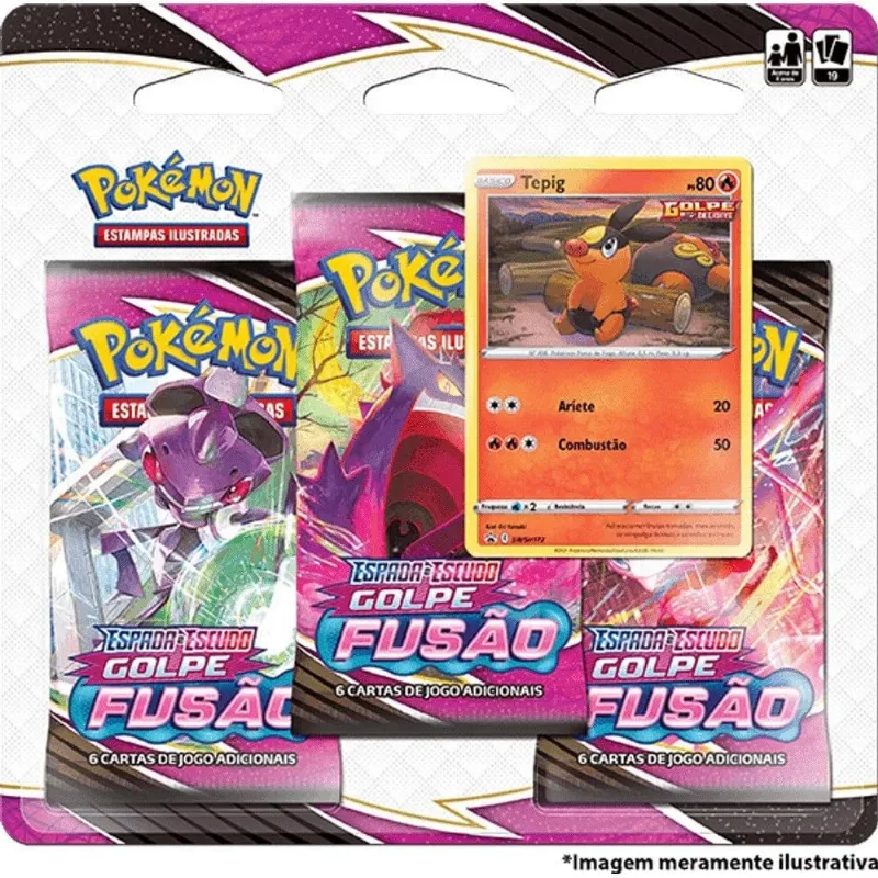 Triple Pack Pokémon TCG Tepig Golpe Fusão Card Game