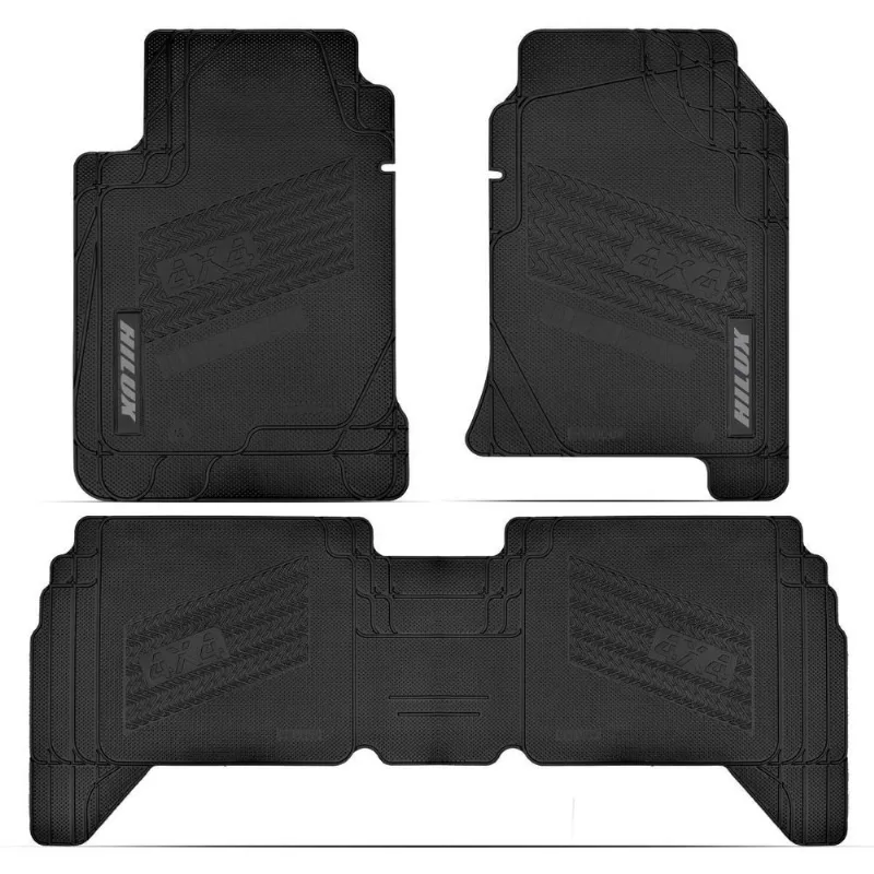 Tapete Preto 100% Borracha Inodor Hilux Cabine Dupla 2014