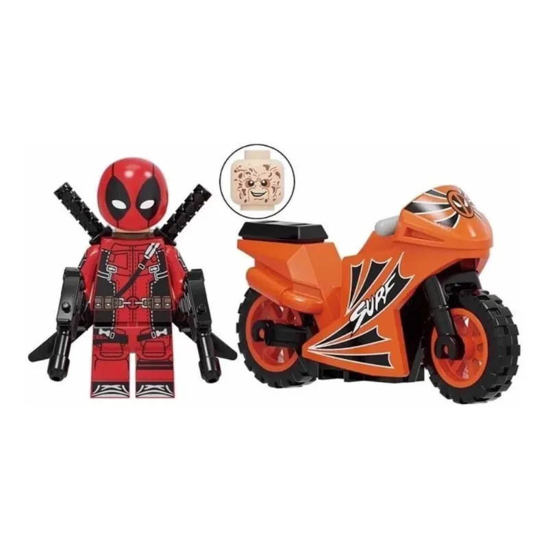 Boneco Moto Blocos De Montar Deadpool Sun Motorcycle