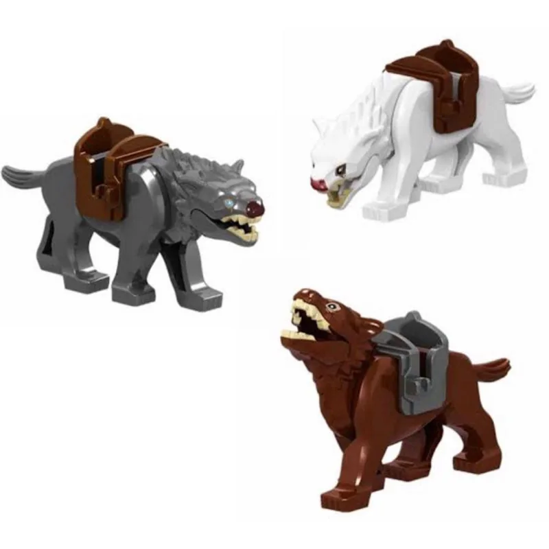 Boneco Blocos De Montar Kit 3 Lobos Medieval Soldados