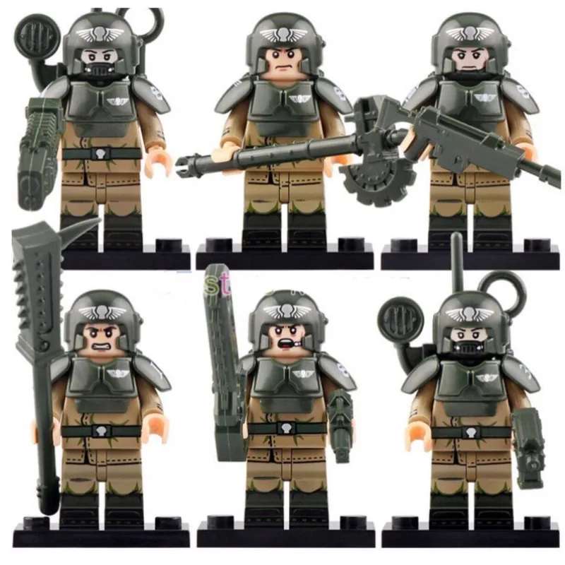 Set Com 6 Bonecos Blocos De Montar Soldados Warhammer Astra