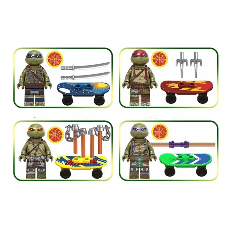 Boneco Blocos De Montar Kit Tartarugas Ninjas Dark Especial