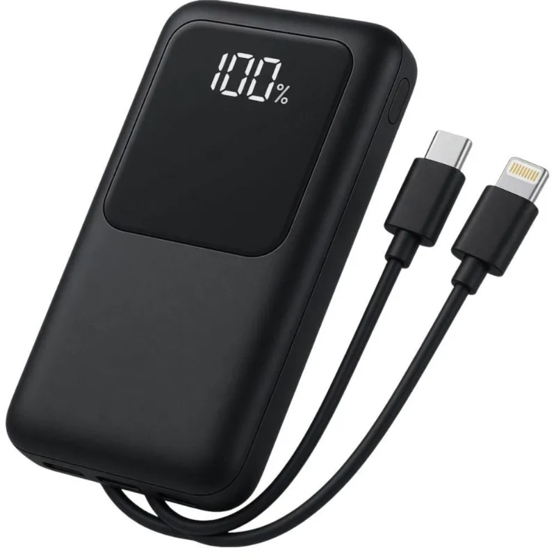 Carregador Portátil MDM Premium com Display Digital e Cabos Inclusos Preto Fosco 1 Unidade