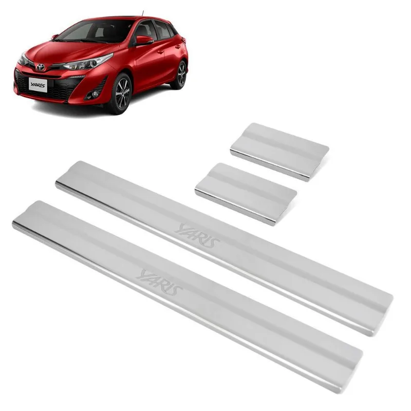 Soleira Aço Inox 4 Portas Gravada Laser Promoção Yaris 2020