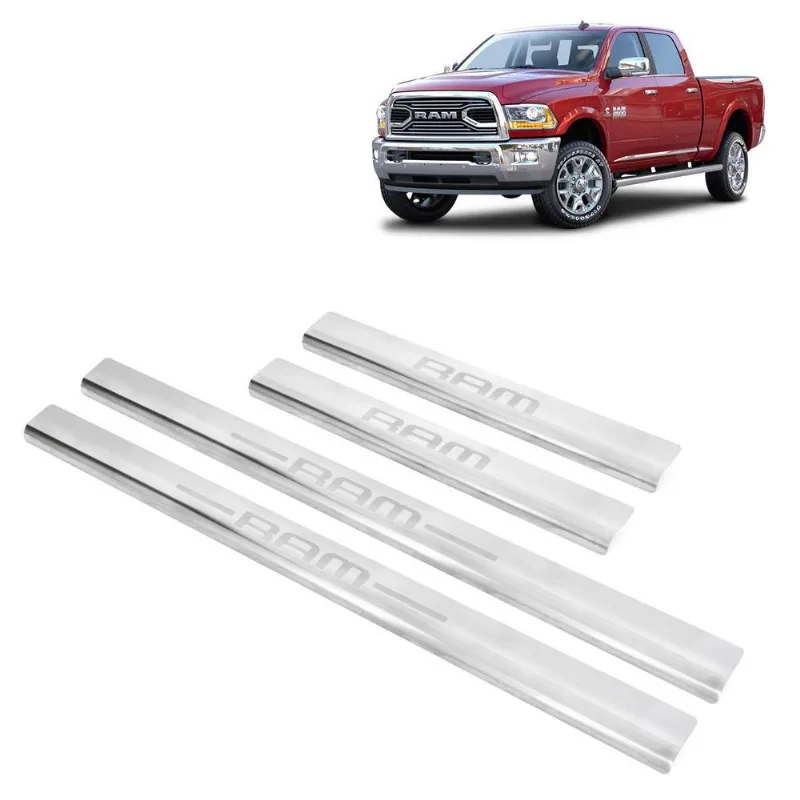 Soleira Inox Cromada Gravada Laser Dodge Ram Dupla 2014 2015
