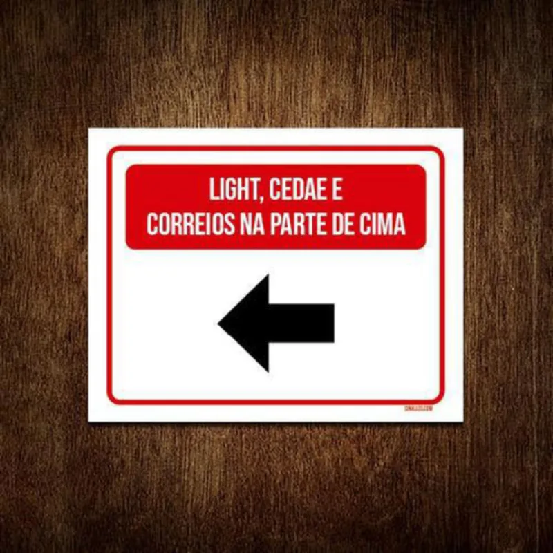 Placa Light Cedae Correios Parte De Cima Seta 36X46
